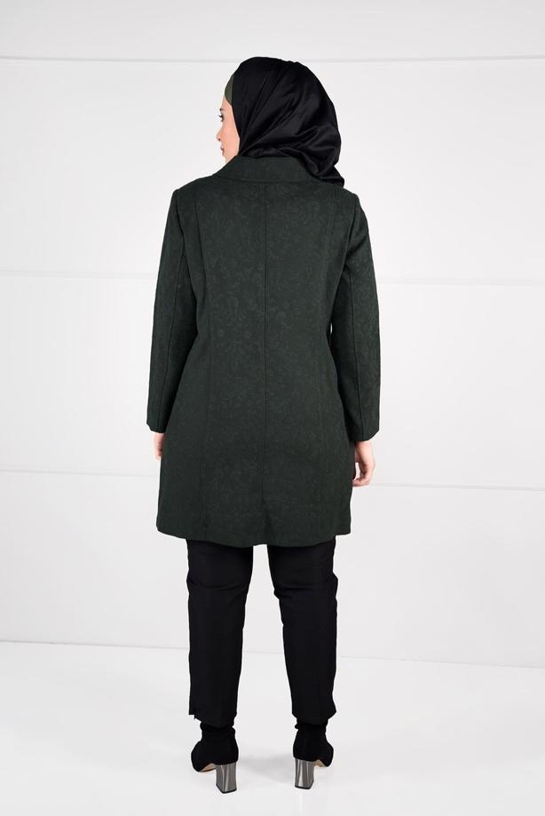 Vêtements hijab KAKI MANTEAU EN JACQUARD À BOUTONNÉ 9619  - TRENDTESETTÜR