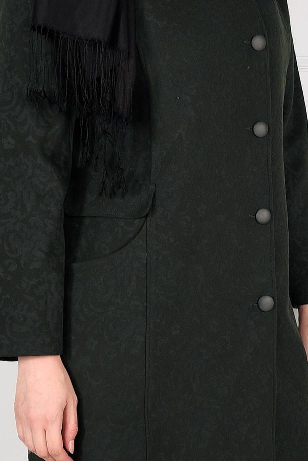 Vêtements hijab KAKI MANTEAU EN JACQUARD À BOUTONNÉ 9619  - TRENDTESETTÜR