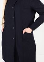 Hijab clothing NAVY BLUE BUTTONED JACQUARD COAT 9619 