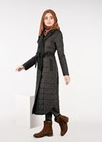Tesettür giyim HAKİ KARE KAPİTONE ŞİŞME KABAN 9621