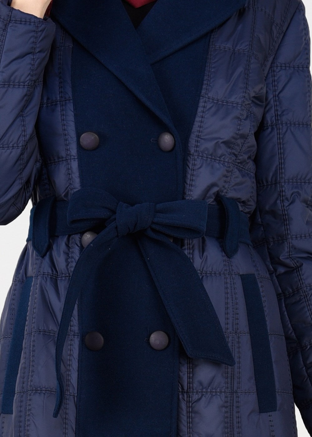 Tesettür giyim LACİVERT KARE KAPİTONE ŞİŞME KABAN 9621