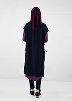 Tesettür giyim LACİVERT YANLARI BAĞCIKLI 2Lİ YELEKLİ TAKIM 42108