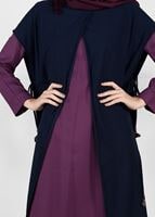 Tesettür giyim LACİVERT YANLARI BAĞCIKLI 2Lİ YELEKLİ TAKIM 42108