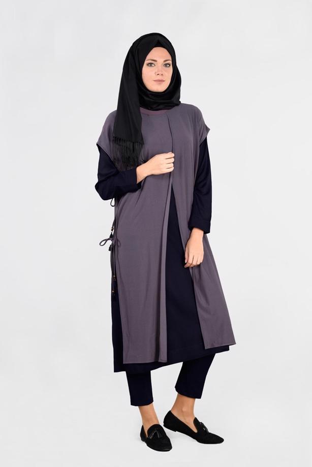 Vêtements hijab  LACE DETAILED VEST & PANTS 42108 - TRENDTESETTÜR