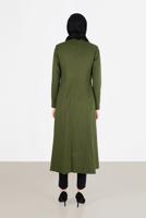 Vêtements hijab KAKI MANTEAU AVEC CEINTURE À COL ROND 9452