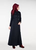 Hijab clothing NAVY BLUE DOUBLE-BREASTED BUTTONED COAT 9491 