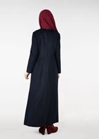 Hijab clothing NAVY BLUE DOUBLE-BREASTED BUTTONED COAT 9491 