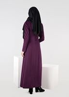 Hijab clothing PURPLE DOUBLE-BREASTED BUTTONED COAT 9491 