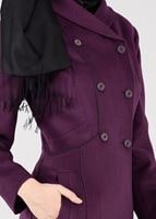 Hijab clothing PURPLE DOUBLE-BREASTED BUTTONED COAT 9491 