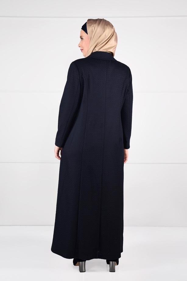 Vêtements hijab BLEU MARINE MANTEAU EN LAINE À BOUTONNÉ 9574 - TRENDTESETTÜR