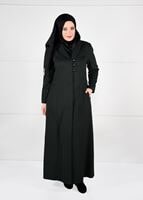 Hijab clothing KHAKI BUTTONED WOOL BLEND COAT 9574 