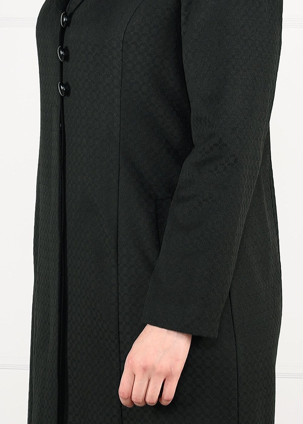 Hijab clothing KHAKI BUTTONED WOOL BLEND COAT 9574 