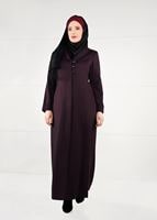 Hijab clothing CLARET RED BUTTONED WOOL BLEND COAT 9574 