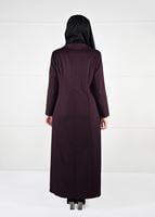 Hijab clothing CLARET RED BUTTONED WOOL BLEND COAT 9574 