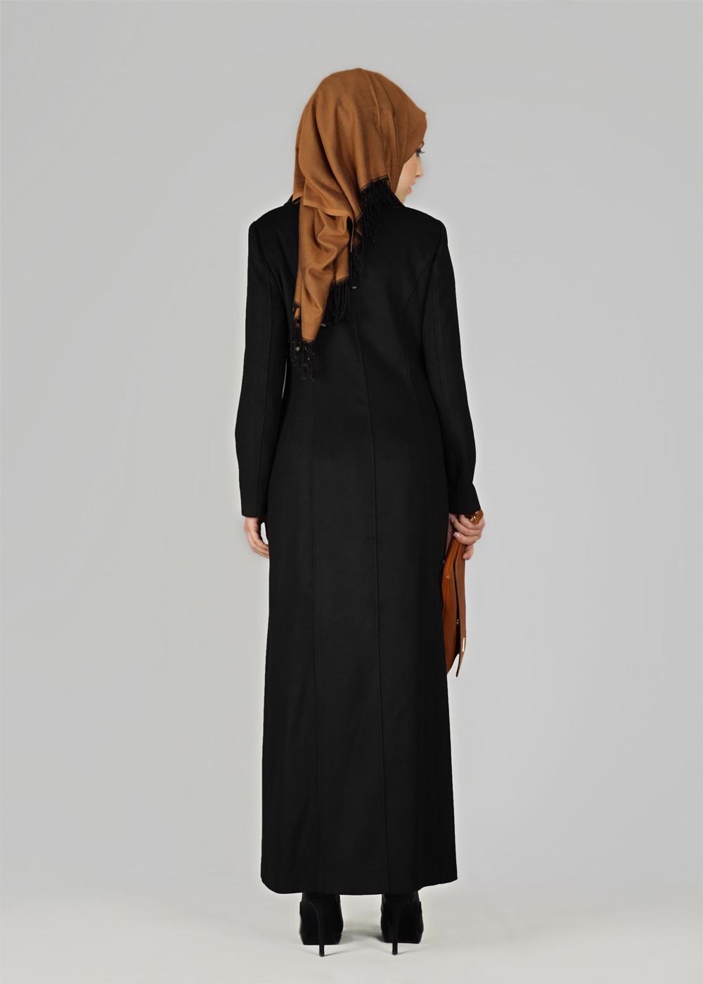 Tesettür giyim SİYAH ÇITÇITLI MANTO 9582 