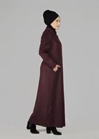 Vêtements hijab PRUNE MANTEAU À PRESSION 9582