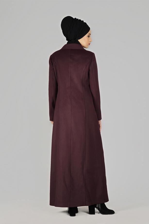 Vêtements hijab PRUNE MANTEAU À PRESSION 9582 - TRENDTESETTÜR