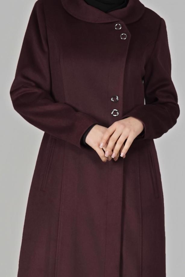 Vêtements hijab PRUNE MANTEAU À PRESSION 9582 - TRENDTESETTÜR