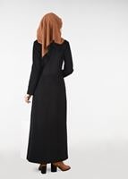 Tesettür giyim SİYAH KRUVAZE DÜĞMELİ MANTO 9583 