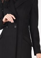 Tesettür giyim SİYAH KRUVAZE DÜĞMELİ MANTO 9583 