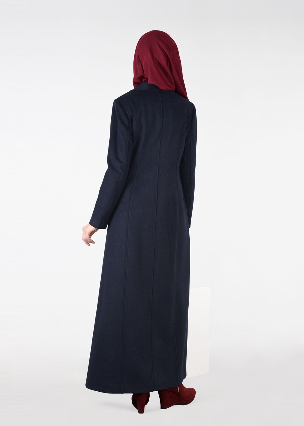 Tesettür giyim LACİVERT KRUVAZE DÜĞMELİ MANTO 9583 
