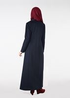 Tesettür giyim LACİVERT KRUVAZE DÜĞMELİ MANTO 9583 