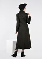 Tesettür giyim HAKİ DÜĞMELİ MANTO 9591