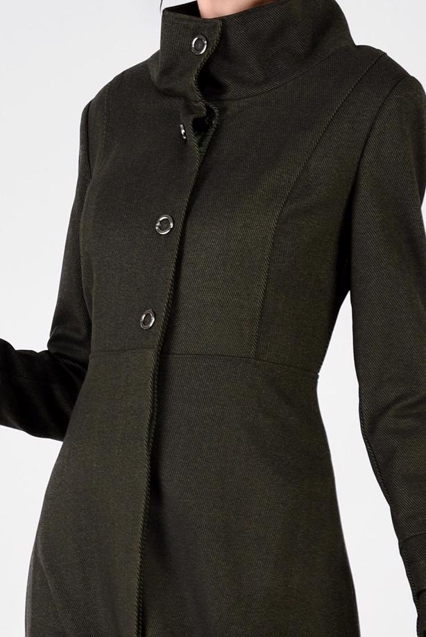 Hijab clothing KHAKI BUTTON TRIMMED OVERCOAT 9591  - TRENDTESETTÜR