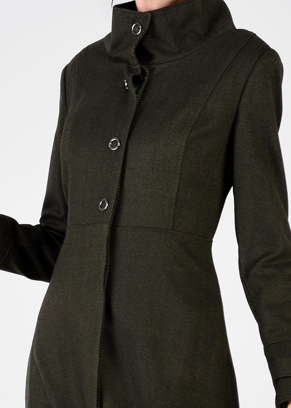 Tesettür giyim HAKİ DÜĞMELİ MANTO 9591