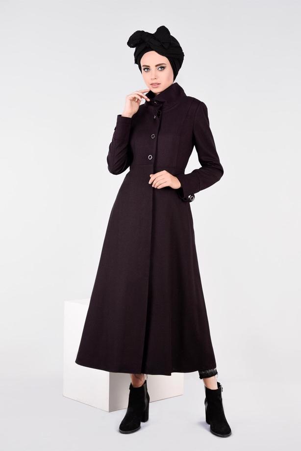 Tesettür giyim MÜRDÜM DÜĞMELİ MANTO 9591 - TRENDTESETTÜR