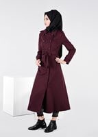 Vêtements hijab PRUNE MANTEAU CROISÉ À BOUTONÉ 9592 