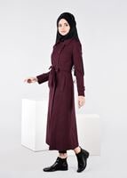 Vêtements hijab PRUNE MANTEAU CROISÉ À BOUTONÉ 9592 