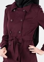 Vêtements hijab PRUNE MANTEAU CROISÉ À BOUTONÉ 9592 