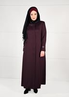 Hijab clothing CLARET RED WALKER COAT WITH POCKETS 9616 