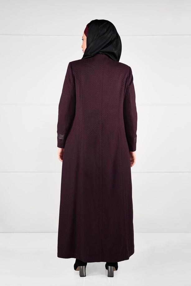 Vêtements hijab ROUGE BORDEAUX MANTEAU EN LAINE À BOUTONNÉ 9616 - TRENDTESETTÜR
