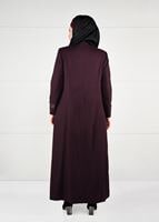 Vêtements hijab ROUGE BORDEAUX MANTEAU EN LAINE À BOUTONNÉ 9616