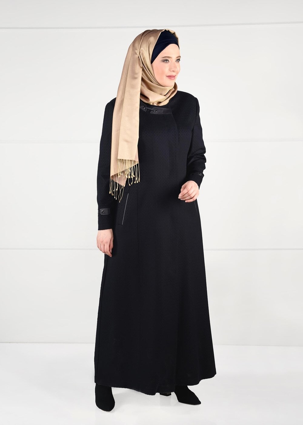 Hijab clothing NAVY BLUE WALKER COAT WITH POCKETS 9616 