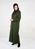 Tesettür giyim HAKİ DÜĞME DETAYLI MANTO 9620 