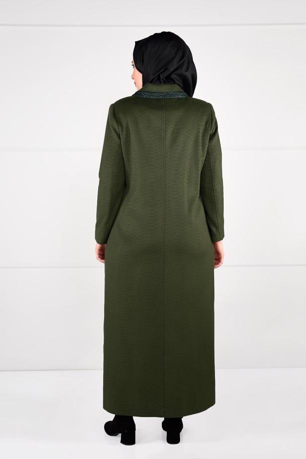 Vêtements hijab KAKI MANTEAU À BOUTONNÉ 9620 - TRENDTESETTÜR