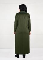 Tesettür giyim HAKİ DÜĞME DETAYLI MANTO 9620 