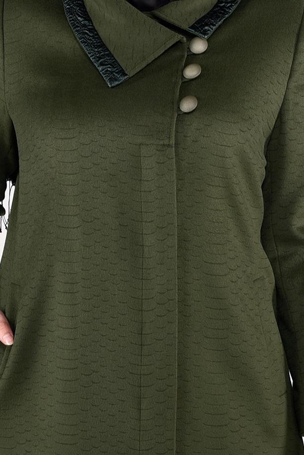 Vêtements hijab KAKI MANTEAU À BOUTONNÉ 9620 - TRENDTESETTÜR