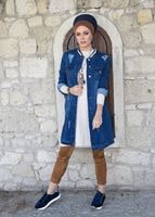 Tesettür giyim TABA LİKRALI SÜET PANTOLON 1664