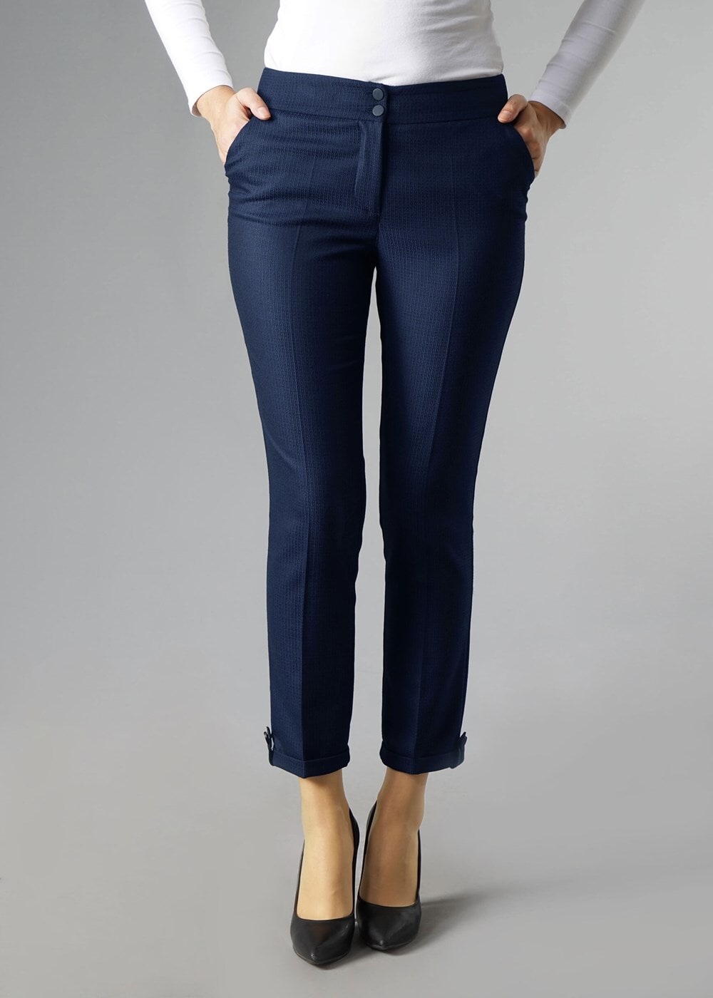 Tesettür giyim LACİVERT CEPLİ ARA BEL PANTOLON 7020