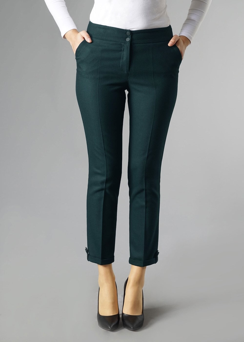 Tesettür giyim YEŞİL CEPLİ ARA BEL PANTOLON 7020