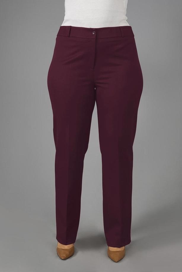 Vêtements hijab ROUGE BORDEAUX PANTALON À BOOT-CUT À TAILLE MI-HAUTE 7026  - TRENDTESETTÜR