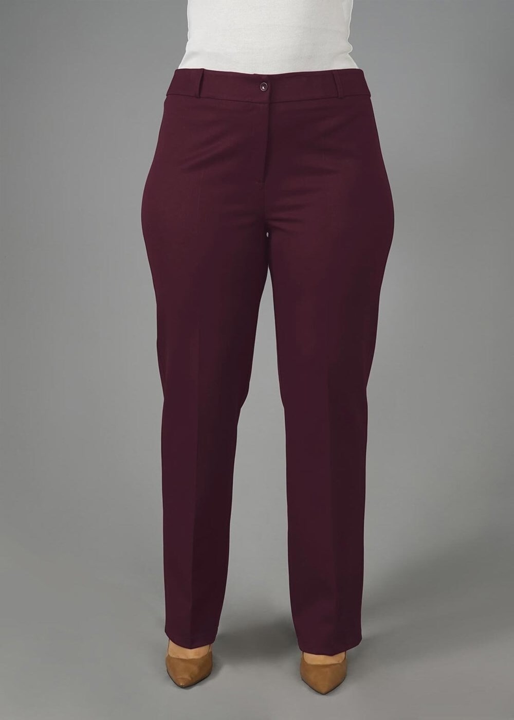 Vêtements hijab ROUGE BORDEAUX PANTALON À BOOT-CUT À TAILLE MI-HAUTE 7026 