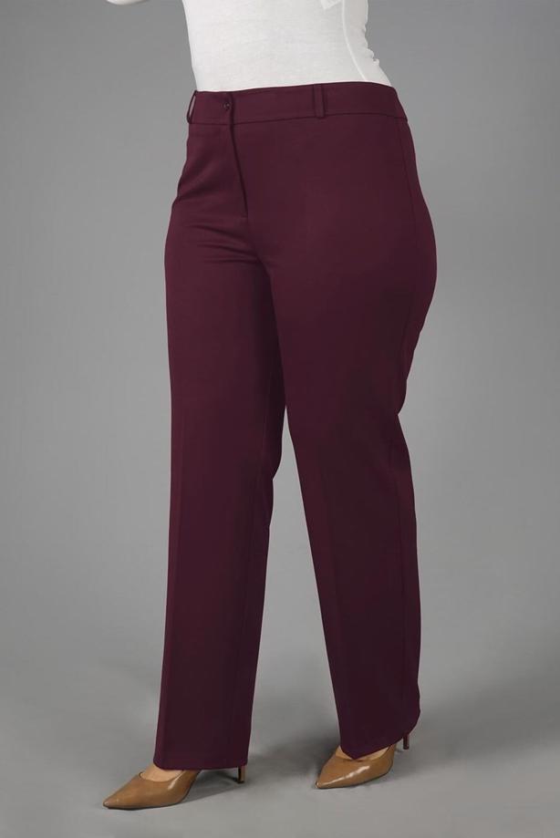 Vêtements hijab ROUGE BORDEAUX PANTALON À BOOT-CUT À TAILLE MI-HAUTE 7026  - TRENDTESETTÜR