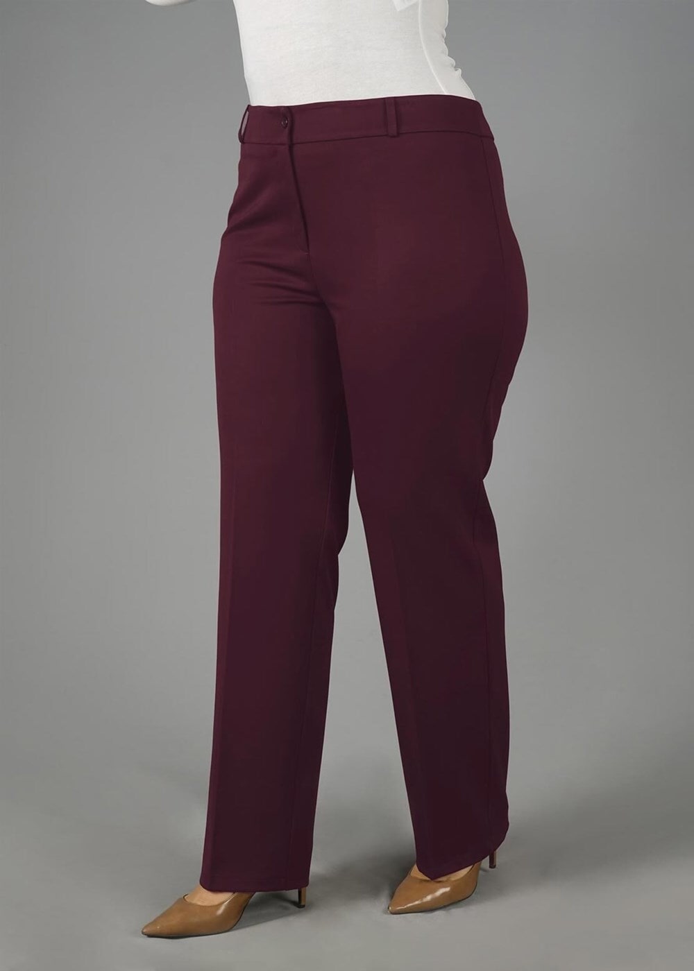 Vêtements hijab ROUGE BORDEAUX PANTALON À BOOT-CUT À TAILLE MI-HAUTE 7026 