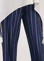 Tesettür giyim LACİVERT ÇİZGİLİ SALAŞ PANTOLON 7034