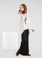 Tesettür giyim SİYAH ÖRME BOL KESİM PANTOLON 7035 